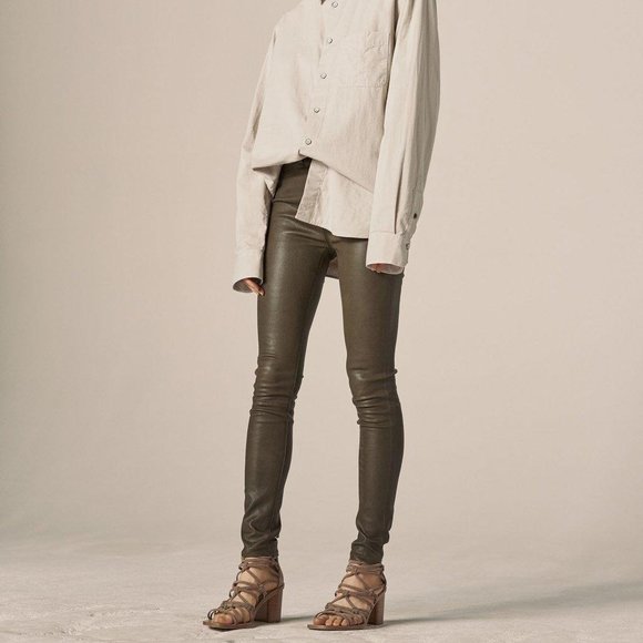 rag & bone Pants - Rag & Bone Leather High Rise Skinny Olive Pants 25